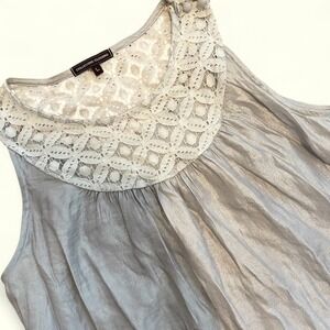 Collective Clothing Dress Sleeveless Lace Trim Casual Party Dress Silver Large